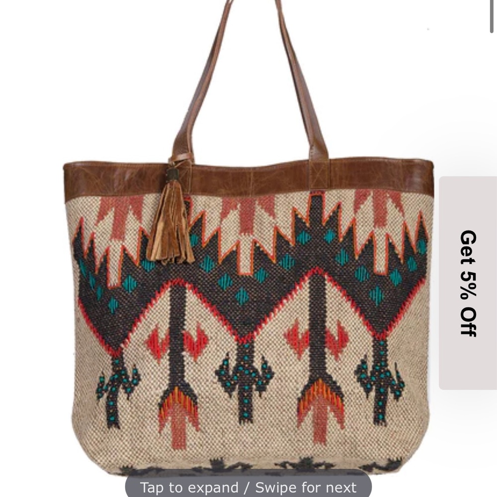 Scully Womens Tan Multi Polyester 19in Tote Handbag